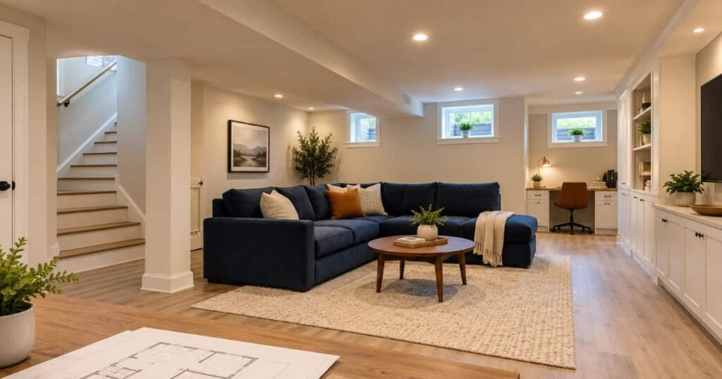 full basement remodel in Louisville